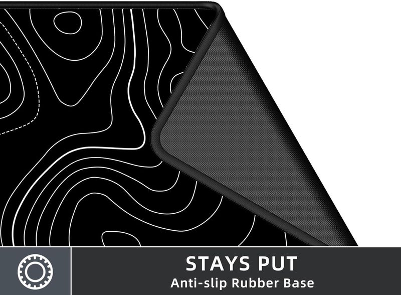 Rinaze Extra Large Gaming Mouse Pad with Black Topographic, XXL Mousepad, Big Mouse Mat Desk Pad, Non Slip Keyboard Pad for Gaming Computer Laptop PC Office Desk Accessories - Image 2